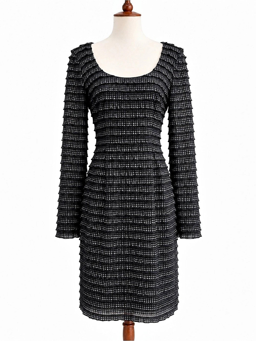 Nanette Lepore Vintage Black Textured Mini Dress Like New Size 6